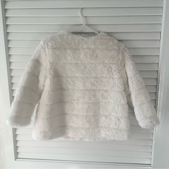 Janie and Jack Baby Girl 18-24 Month Coat White Ivory Faux Fur Bonjour Line Chic - Picture 3 of 7